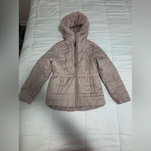 Kids Quilted Hooded Jacket - Tan